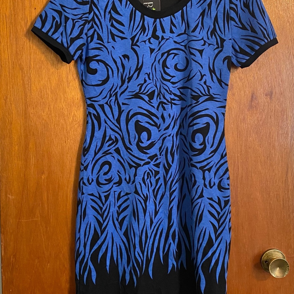 Blue and Black Patterned Women's Dress